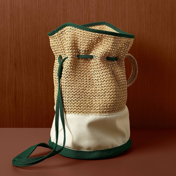 Rosie Assoulin Handbags - New! Rosie Assoulin x Target Bucket Bag Woven Tote Handbag Purse Green / Natural